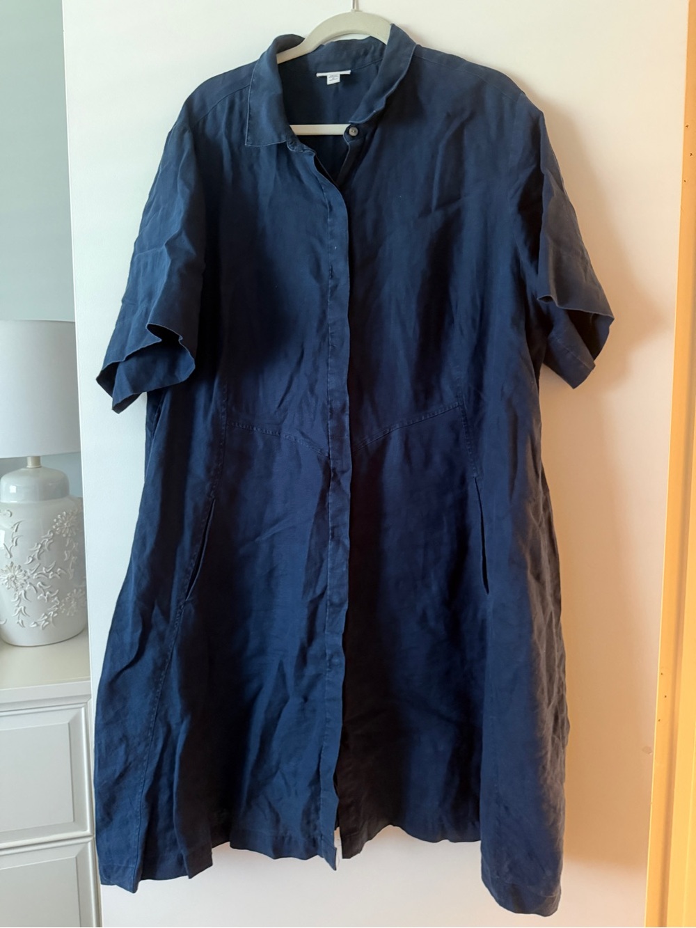J. Jill Navy Button-Front Midi Shirt Dress